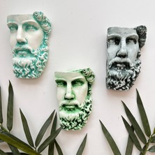 Mes Reves Design Antik Eskitme Dekoratif  Poseidon Beton Biblo Heykel 3'lü Set Ev Dekor Duvar Dekoru