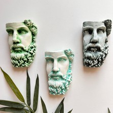 Mes Reves Design Antik Eskitme Dekoratif  Poseidon Beton Biblo Heykel 3'lü Set Ev Dekor Duvar Dekoru