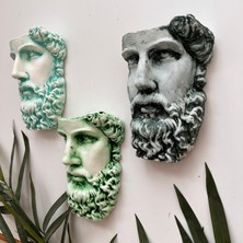 Mes Reves Design Antik Eskitme Dekoratif  Poseidon Beton Biblo Heykel 3'lü Set Ev Dekor Duvar Dekoru