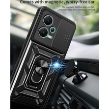 Case 4u Xiaomi Redmi Note 12 Pro 5g Kılıf Ultra Korumalı Yüzüklü Manyetik Sürgülü Vega Kapak Siyah