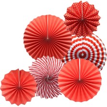 Kidspartim Kağıt Yelpaze Süs Kırmızı Set 6 Lı