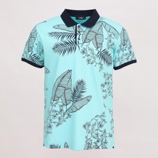 Wanex Erkek Kısa Kol Polo Yaka Baskılı T-Shirt - Pl-487 - Mint Yeşili