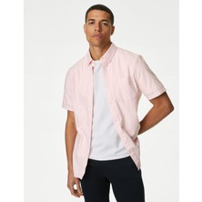 Marks & Spencer Saf Pamuklu Kısa Kollu Oxford Gömlek