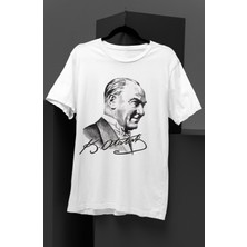 Fuddy Moda Mustafa Kemal Atatürk Imza Baskılı Unisex T-Shirt Erkek-Kadın Atatürk Baskılı T-Shirt