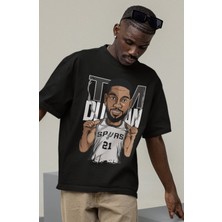 Fuddy Moda Unisex Tim Duncan Baskılı T-Shirt Erkek-Kadın Basketbol Temalı T-Shirt