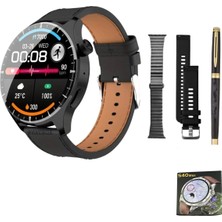 Byrtech SK32 Max Amoled Ekran Metal / Deri / Kordonlu Dolma Kalemli Watch 4 Pro Akıllı Saat