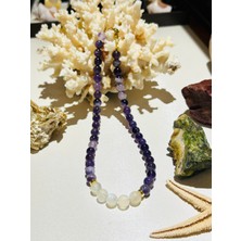 Luna Jewellery Ay Taşı ve Ametist Doğal Taşlı Kolye