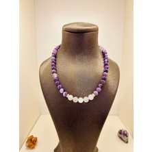 Luna Jewellery Ay Taşı ve Ametist Doğal Taşlı Kolye