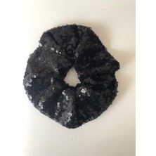 Mois Atelier Pul Payetli Siyah Lastikli Kadın Simit Saç Tokası Bayramlık