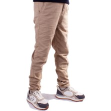 Twister Jeans Twister Slim JOGGER-011 Bej Yüksek Bel Dar Paça Erkek Keten Pantolon