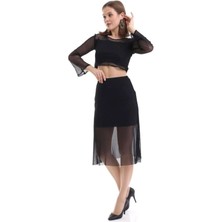 Mois Atelier Tül Crop-Etek Takım Abiye Nikah Elbise Tasarım Büyük Beden Bayramlık