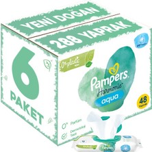 Prima Pampers Harmonie Islak Havlu Mendil Aqua Pure 48 Yaprak 6 Lı Set (288 Yaprak) Organik Pamuk