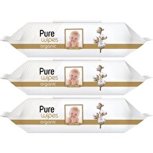 Pure Baby Islak Havlu Mendil 90 Yaprak Yenidoğan Organic Pamuklu (3 Lü Set) 270 Yaprak Plst Kapak