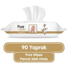 Pure Baby Islak Havlu Mendil 90 Yaprak Yenidoğan Organic Pamuklu (3 Lü Set) 270 Yaprak Plst Kapak