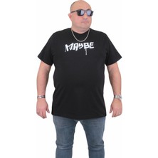 Moc Grande Mocgrande Erkek Büyük Beden Sıfır Yaka T-Shirt Maybe 24128 Sıyah