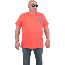 Moc Grande Erkek Büyük Beden Sıfır Yaka Tişört New Generation 24130 Nar Çiçeği