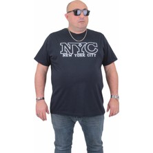 Moc Grande Mocgrande Erkek Büyük Beden Sıfır Yaka T-Shirt Nyc 24133 Lacıvert