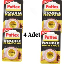 Pattex Double Montage Çift Taraflı 4 Adet Montaj Bantı 120 kg