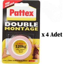 Pattex Double Montage Çift Taraflı 4 Adet Montaj Bantı 120 kg