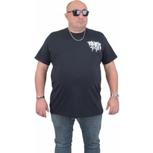 Starbattal Erkek Büyük Beden Sıfır Yaka T-Shirt Paris 24129 Lacıvert