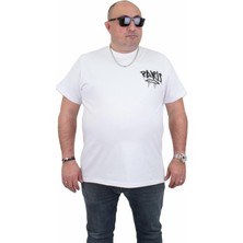 Starbattal Erkek Büyük Beden Sıfır Yaka T-Shirt Paris 24129 Beyaz