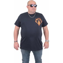Starbattal Erkek Büyük Beden Sıfır Yaka T-Shirt Cobra 24127 Lacıvert