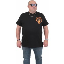 Starbattal Erkek Büyük Beden Sıfır Yaka T-Shirt Cobra 24127 Sıyah