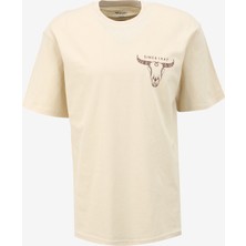 Wrangler Bisiklet Yaka Ekru Erkek T-Shirt W241299104 Loose Fit T-Shirt