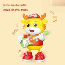 Janjon Star Elektrik Dansı Sevimli Ejderha Gitarist Müzikli Işık Salıncak Karikatür Sevimli Şekil Çocuk Oyuncağı (Yurt Dışından)