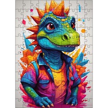 Tablomega Ahşap Mdf Puzzle Yapboz Spor Gömlekli Dinazor Trex 120 Parça 25*35 cm