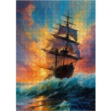 Ekart Ahşap Mdf Puzzle Yapboz Gün Batımında Gemi 500 Parça 50*70 cm