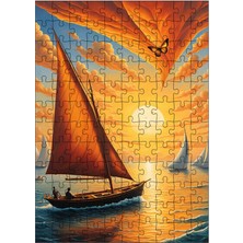 Karizma Tablo Tablomega Ahşap Mdf Puzzle Yapboz Sarı Yelkenli Sandal 120 Parça 25*35 cm