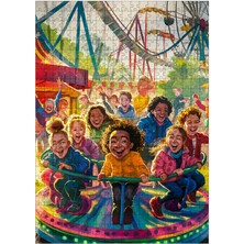 Ekart Ahşap Mdf Puzzle Yapboz Lunaparkta Oynayan Çocuklar 500 Parça 50*70 cm