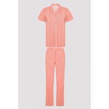 Penti Base Rosy Stripes Gül Rengi Gömlek Pantolon Pijama Takımı