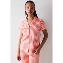 Penti Base Rosy Stripes Gül Rengi Gömlek Pantolon Pijama Takımı