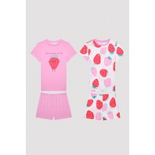 Penti Kız Çocuk Strawberry Çok Renkli 2li Pijama Takımı