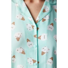 Penti Ice Cream Mint Yeşili Gömlek Pantolon Pijama Takımı