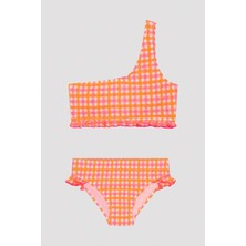Penti Genç Kız Renkli Kareli Tek Omuz Bikini Takımı