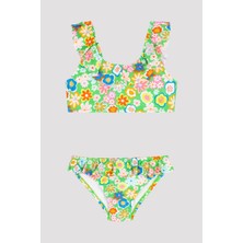 Penti Kız Çocuk Çiçek Desenli Halter Bikini Takımı