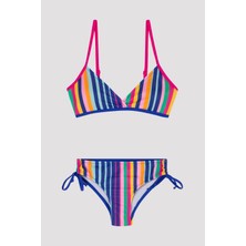 Penti Genç Kız Çizgili Renkli Üçgen Bikini Takımı
