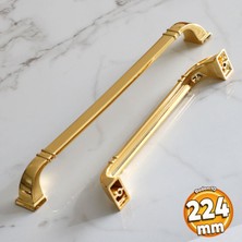 Badem10 Roma 224 mm Gold Altın Kulp Metal Mobilya Mutfak Çekmece Dolap Kapak Dolabı Kulpları Kulbu Kulpu