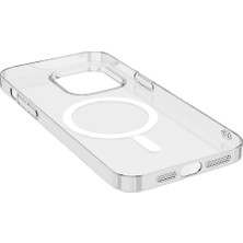 Coolacs Apple iPhone 15 Plus ile Uyumlu Kılıf Magsafe Şarj Özellikli Şeffaf Tek Kamera Çerçeveli Kapak