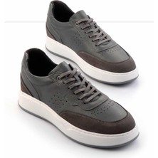 Gri Gri Nubuk  Deri Erkek Casual Ayakkabı E01380103843