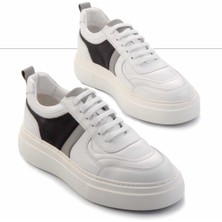 Bambi Beyaz Gri Napa Hakiki Deri Erkek Sneaker E01901251843