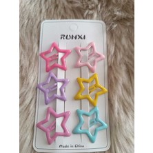 Efna Store Mineli Pastel Renkli Yıldızlı 6 Lı Çocuk Çıt Çıt Toka