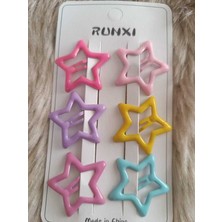 Efna Store Mineli Pastel Renkli Yıldızlı 6 Lı Çocuk Çıt Çıt Toka