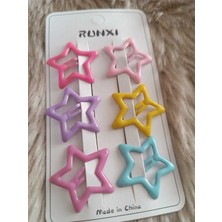 Efna Store Mineli Pastel Renkli Yıldızlı 6 Lı Çocuk Çıt Çıt Toka