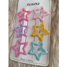 Efna Store Mineli Pastel Renkli Yıldızlı 6 Lı Çocuk Çıt Çıt Toka