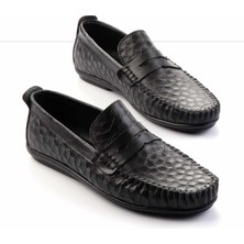 Bambi Siyah Hakiki Deri Erkek Loafer Ayakkabı E01323121003