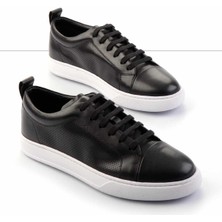 Bambi Siyah Antik Hakiki Deri Erkek Sneaker E01901254341